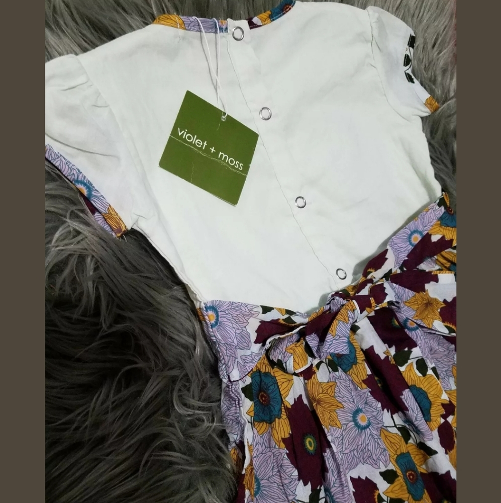 Girls Violet + Moss Floral Organic Cotton Dress 2T - Picture 5 of 5